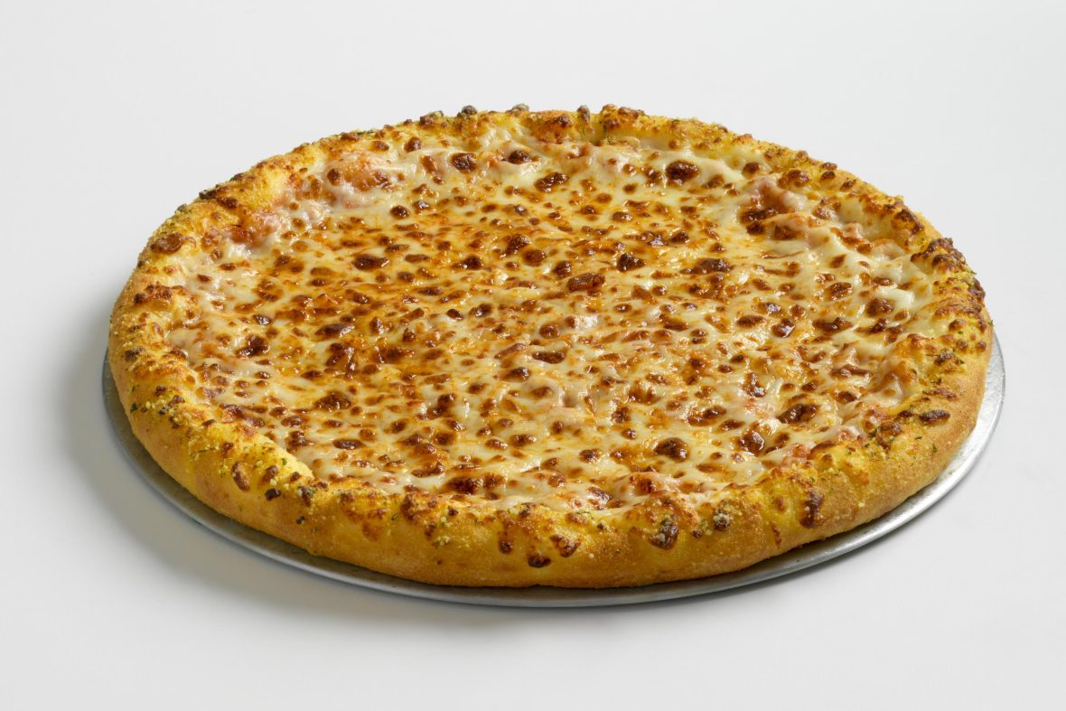 Cheese pizza on white background