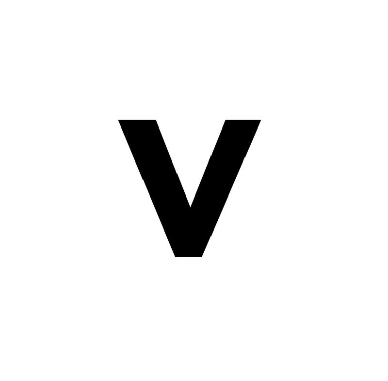 bold black letter "V"