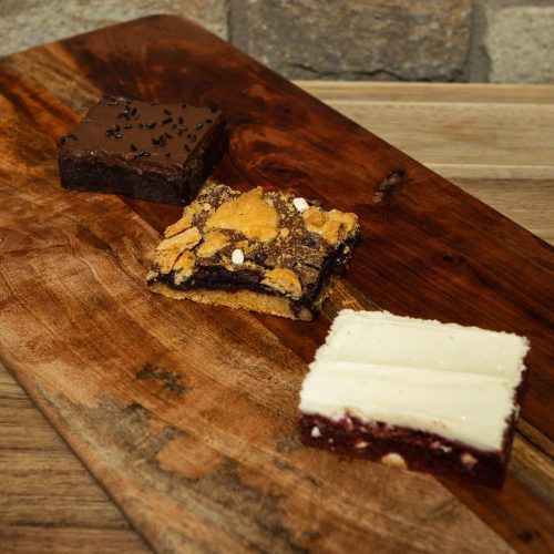 brownie squares with different toppings